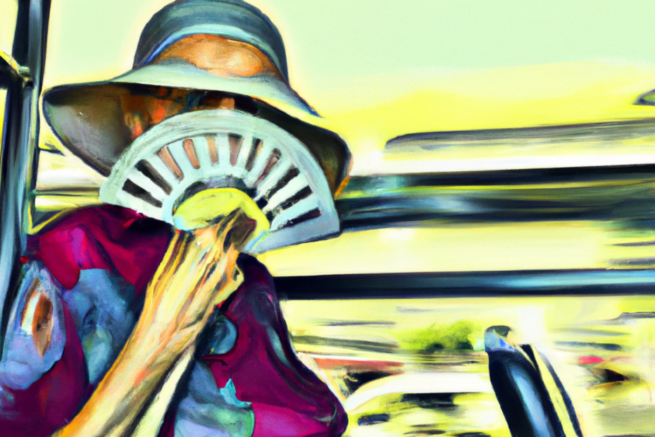 woman on bus in heat, created with dall-e-2