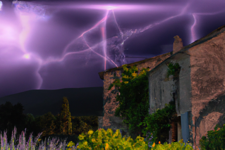 night thunderstorm in alpes provence, by dall-e-2
