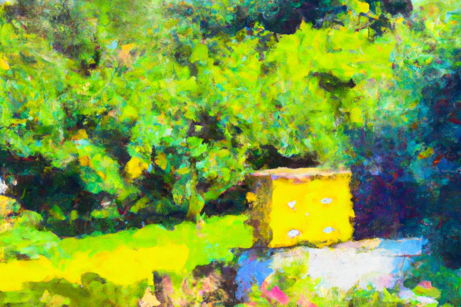 the beehive in the garden, created with dall-e-2. do you know how to say it in French? Improve your listening comprehension